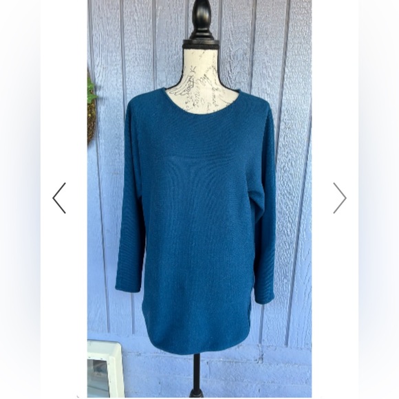 Michael Kors || Teal Crew Neck Sweater with Zipper Sides (S) - Picture 1 of 15